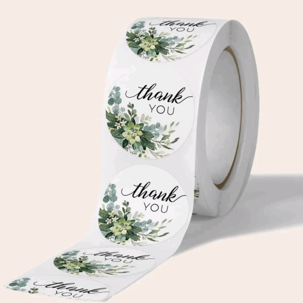 Roll of Floral Thank You Stickers